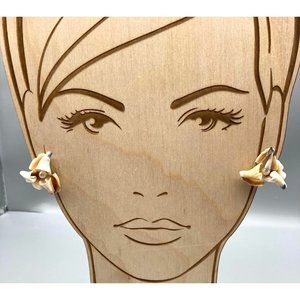 Vintage Pearl and Shell Earrings, Unique Seashell Spiral Elegance on Screw Backs